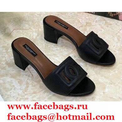 Dolce & Gabbana Heel 6.5cm Calfskin Mules Black With DG Millennials Logo 2021 - Click Image to Close